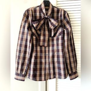 Dolce and Gabbana Bow Plaid Blouse Only Worn Once